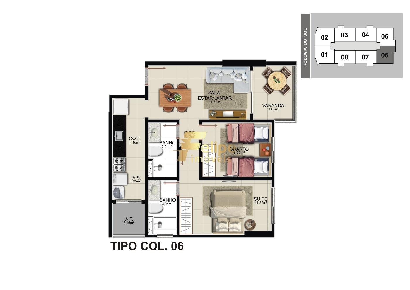 Apartamento à venda com 2 quartos, 59m² - Foto 5