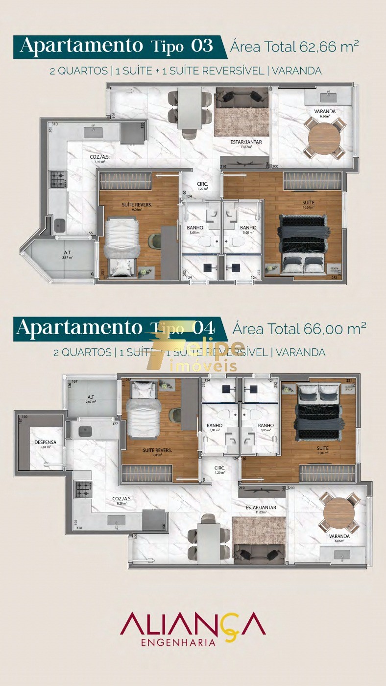 Apartamento à venda com 2 quartos, 66m² - Foto 4