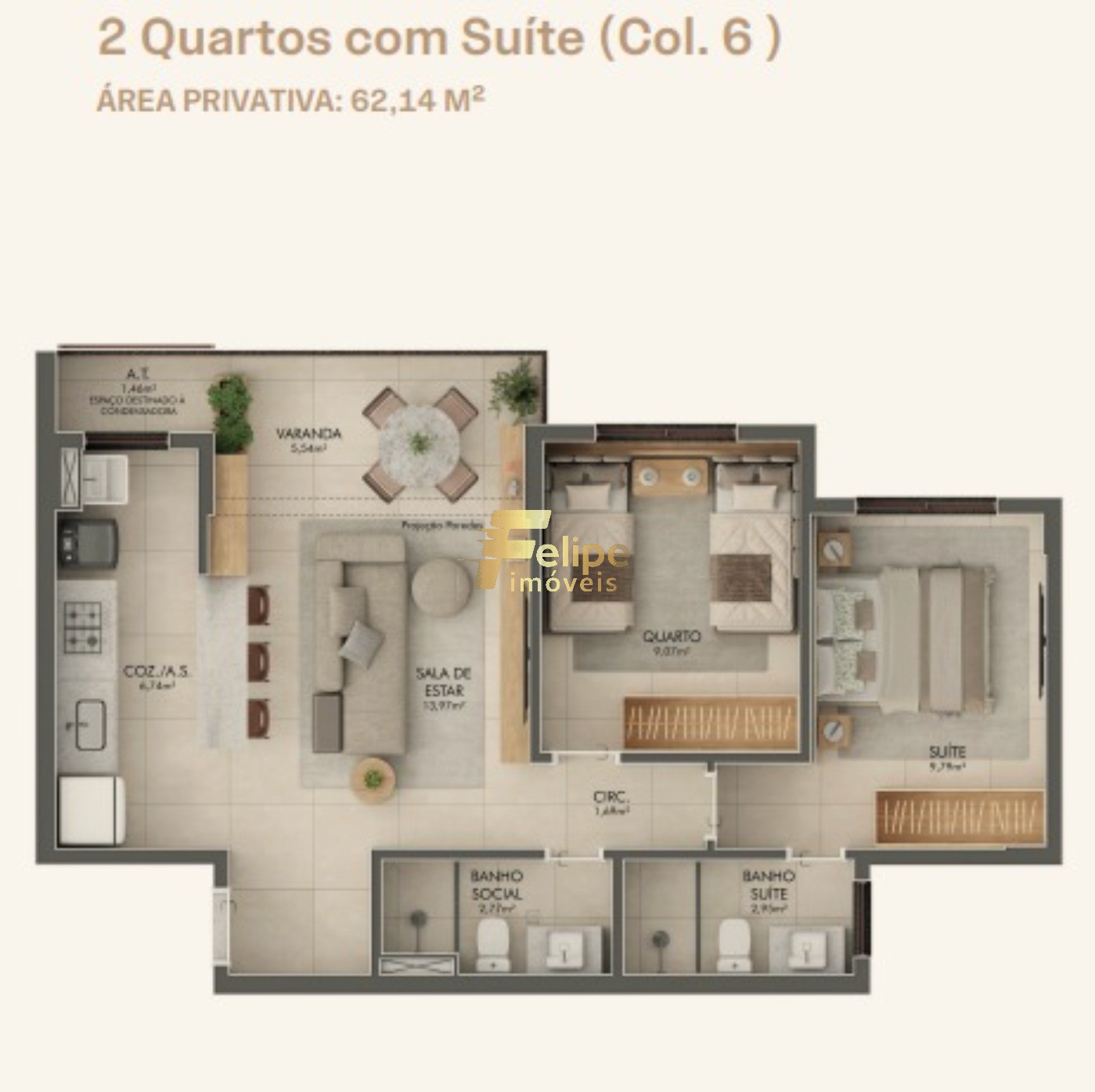 Apartamento, 1 quarto, 37 m² - Foto 2