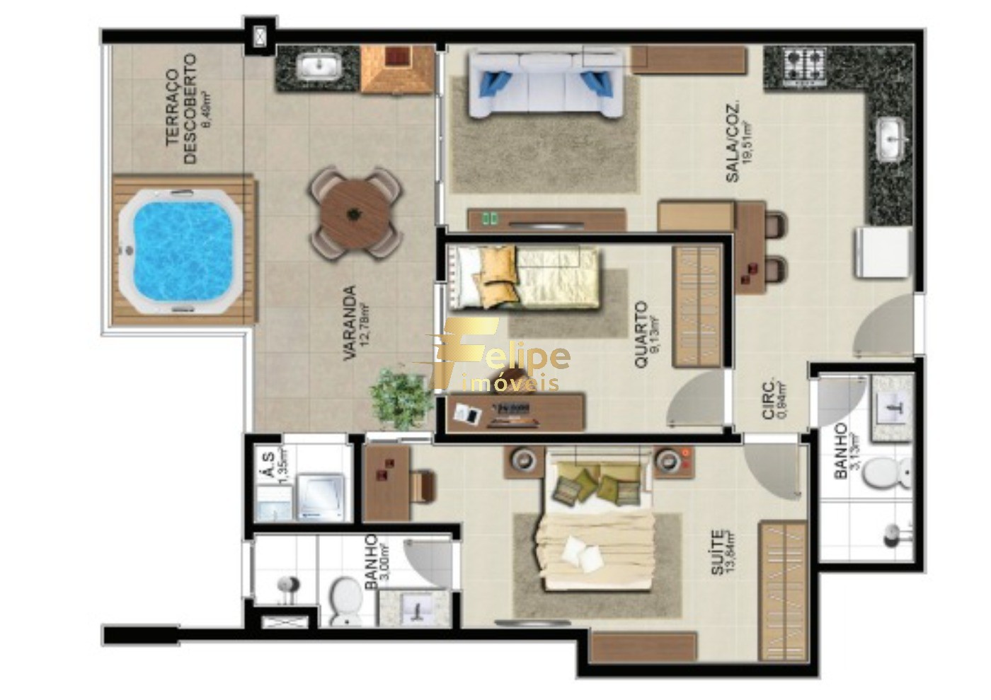 Apartamento, 1 quarto, 47 m² - Foto 3