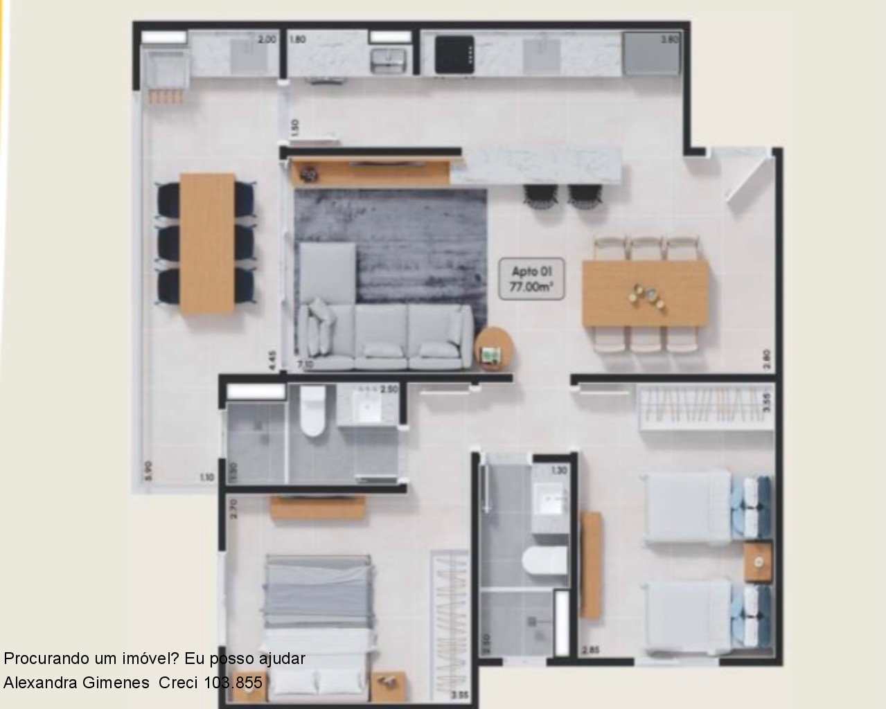 Apartamento à venda com 2 quartos, 77m² - Foto 3