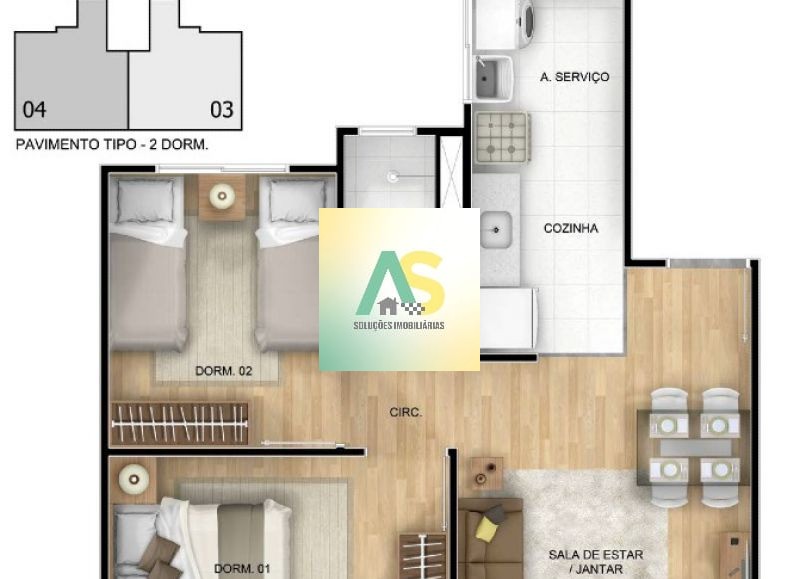 Apartamento à venda com 2 quartos, 42m² - Foto 7