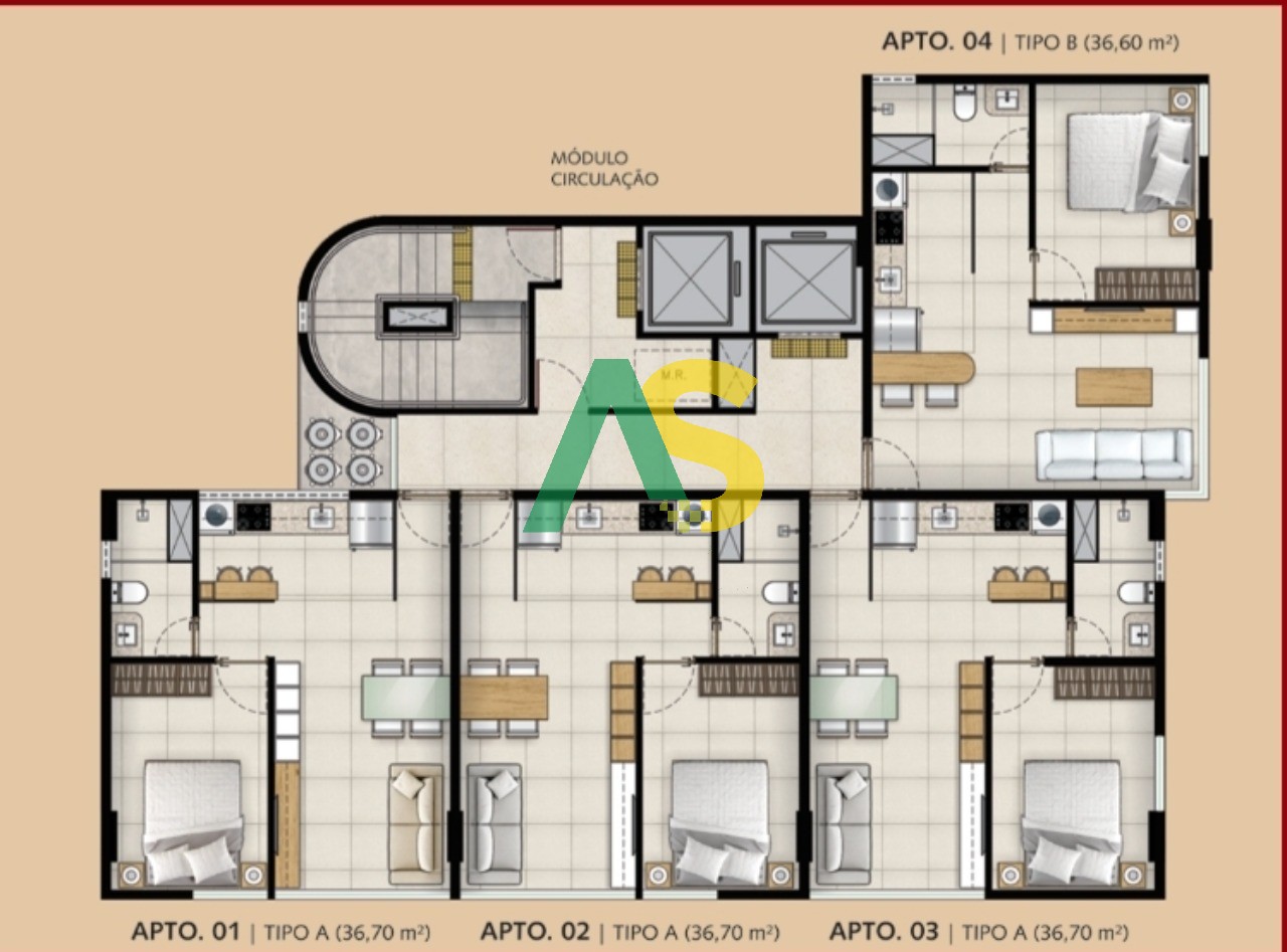 Apartamento à venda com 1 quarto, 36m² - Foto 10