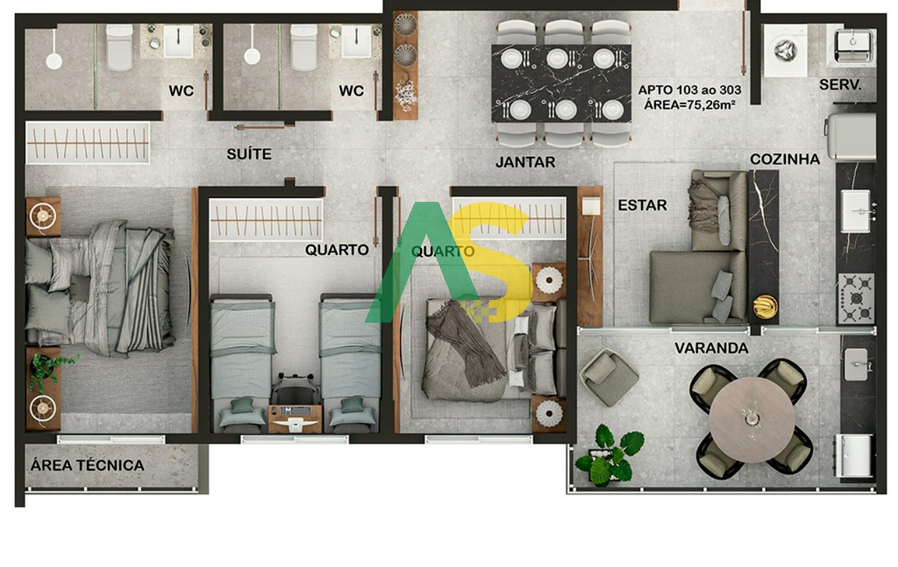 Apartamento à venda com 3 quartos, 75m² - Foto 18