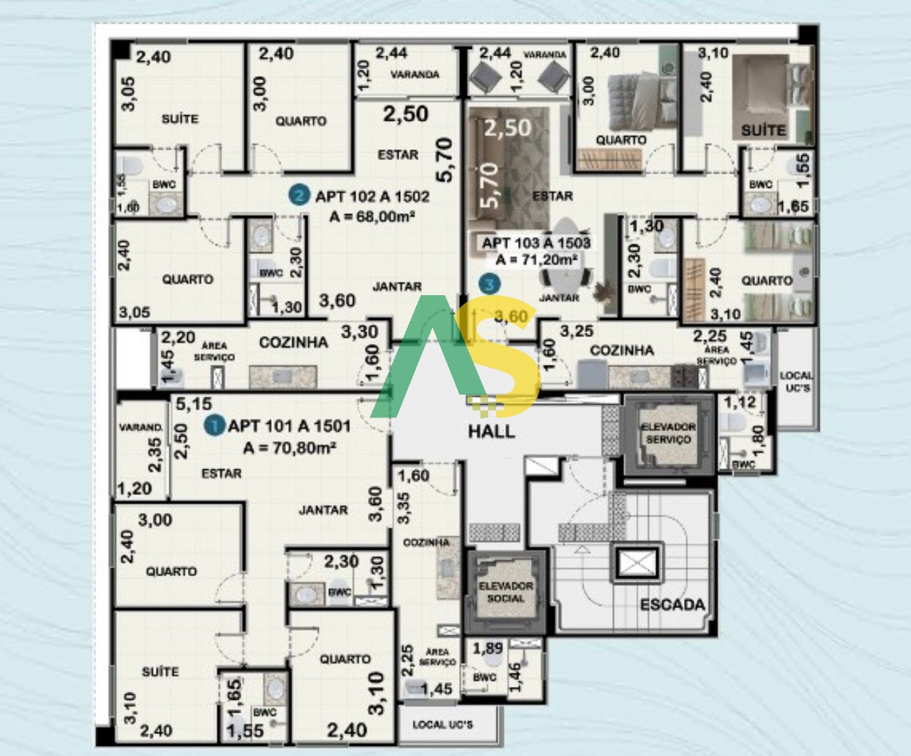 Apartamento à venda com 3 quartos, 70m² - Foto 9