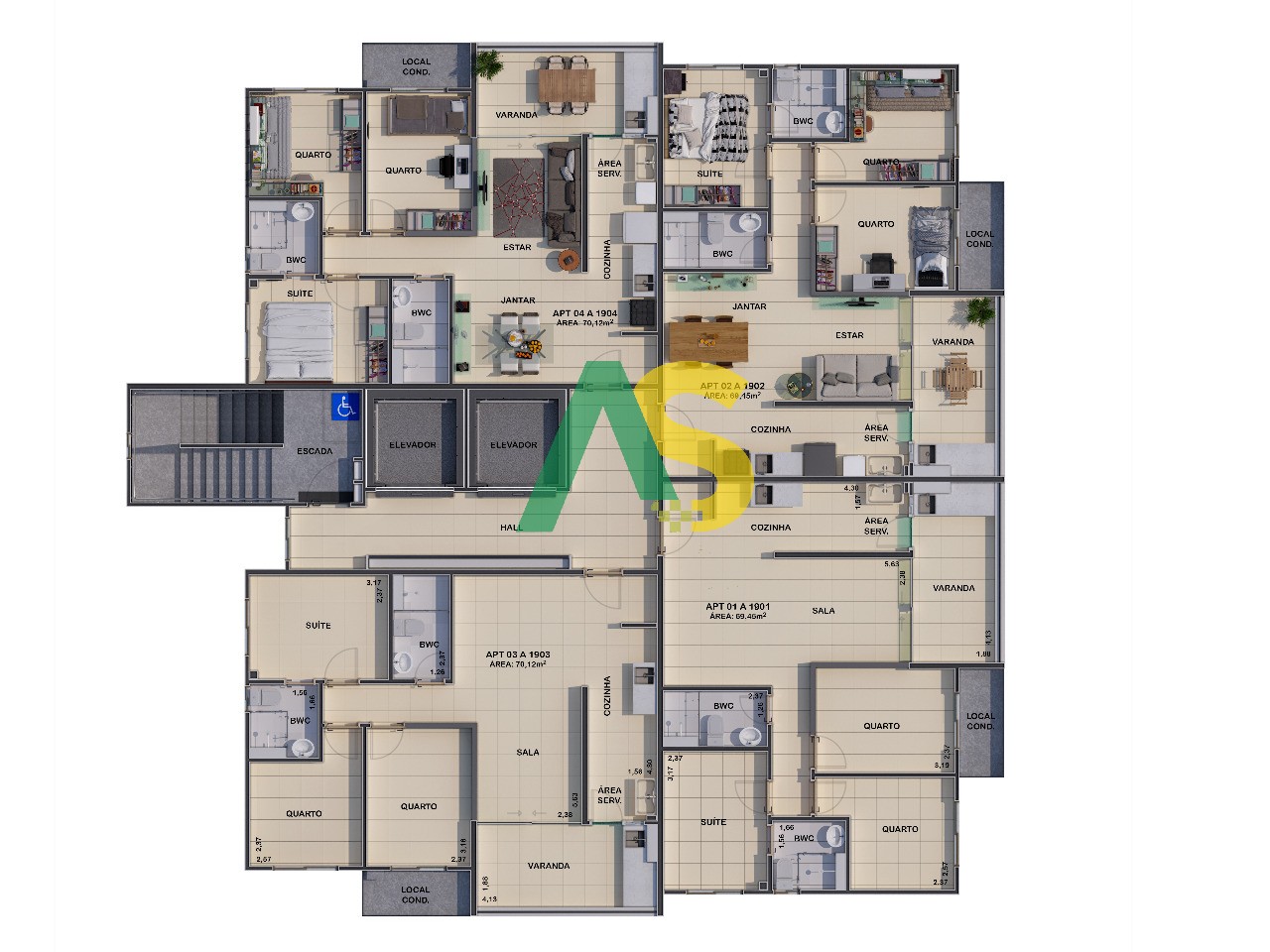 Apartamento à venda com 3 quartos, 70m² - Foto 19