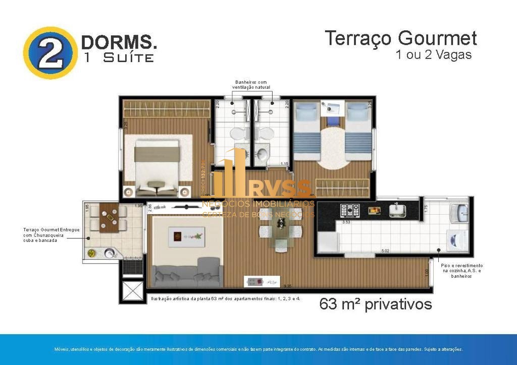 Apartamento à venda com 2 quartos, 63m² - Foto 2