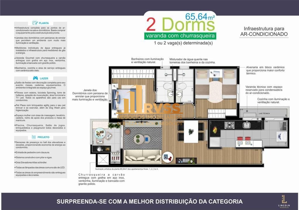 Apartamento à venda com 2 quartos, 65m² - Foto 2