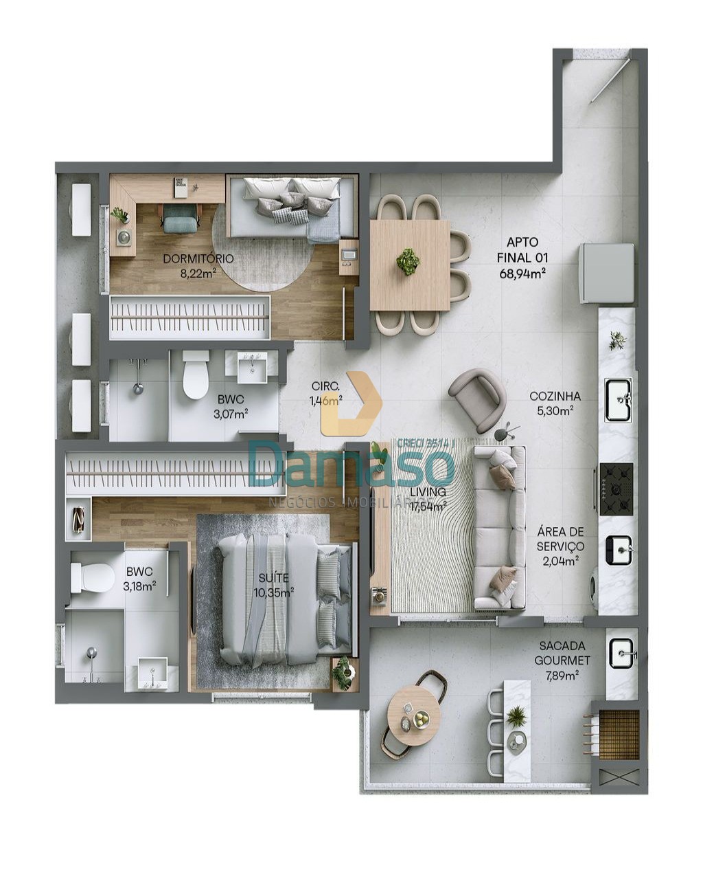 Apartamento à venda com 2 quartos, 69m² - Foto 10