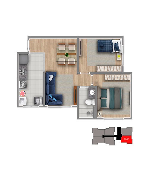 Apartamento à venda com 2 quartos, 48m² - Foto 4