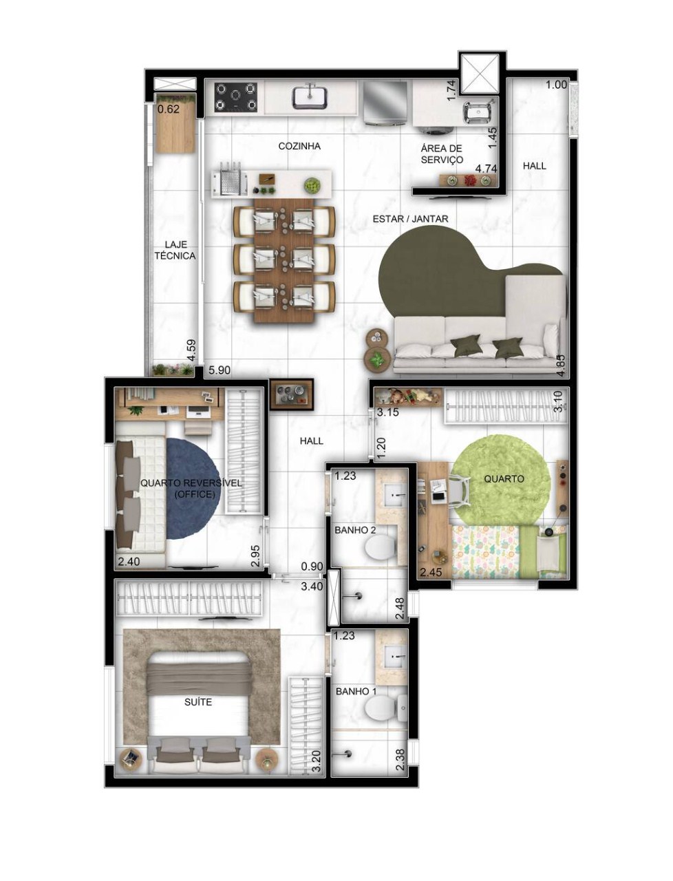 Apartamento à venda com 3 quartos, 62m² - Foto 24