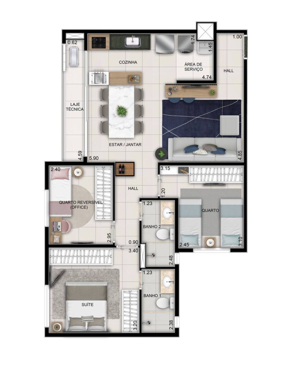 Apartamento à venda com 3 quartos, 62m² - Foto 23