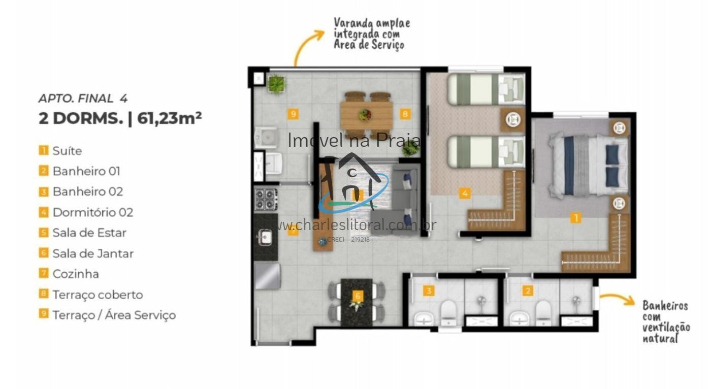 Apartamento à venda com 2 quartos, 61m² - Foto 4