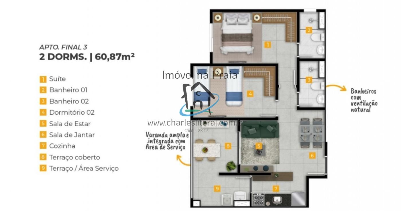 Apartamento à venda com 2 quartos, 61m² - Foto 6